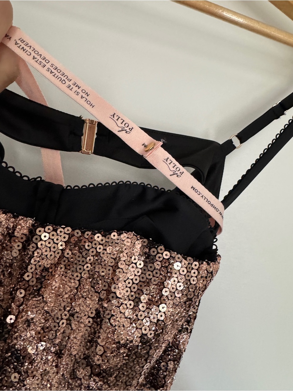 NWT Oh Polly- Celestina- Embellished Corset A-line Mini Dress in Black Gold Foil - Picture 5 of 6